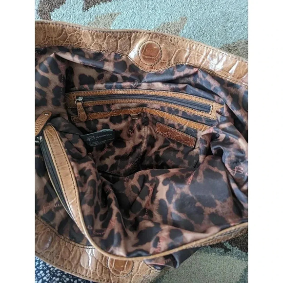 B.Makowsky Women's Size Large Brown Croc Leather Shoulder Bag Snap Closure - Picture 8 of 12